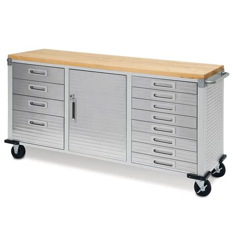 steel table workstation with cabinet on wheels|Seville Classics UltraHD Heavy Duty Rolling Cabinet Workbench .